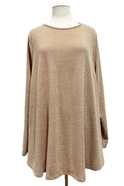 26 SLS {Woodsy Aroma} Taupe Long Sleeve Top EXTENDED PLUS SIZE 3X 4X 5X