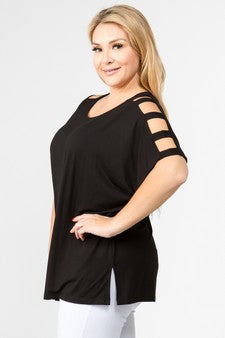 SALE!! 19 OS {Always The One} Black Ladder Sleeve Top PLUS SIZE 1X 2X 3X