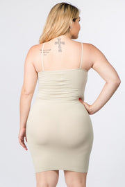 TANK {Matter Of Fact} Beige Long Camisole Tank  PLUS SIZE