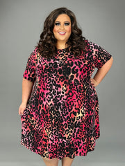 62 PSS {Back In The Wild} Fuchsia Leopard Print Dress EXTENDED PLUS SIZE 3X 4X 5X