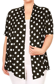 23  OT {Calling All Dots} Black/White Polka Dot Cardigan PLUS SIZE XL 2X 3X