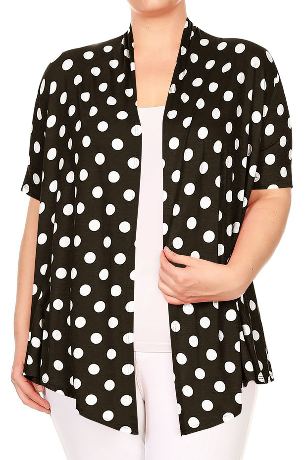 23  OT {Calling All Dots} Black/White Polka Dot Cardigan PLUS SIZE XL 2X 3X