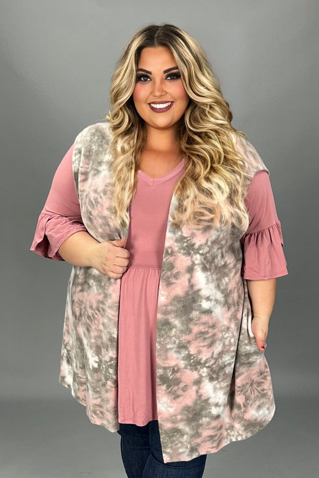 SALE!! 57 OT-C {This And That} Mauve Tie Dye Vest EXTENDED PLUS SIZE 3X 4X 5X 6X