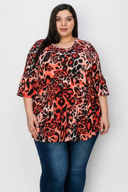 29 PSS {Shake Things Up} Red Leopard Babydoll Tunic EXTENDED PLUS SIZE 3X 4X 5X  (True to Size)