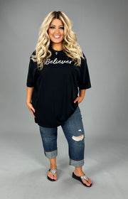 SALE!! 48 GT {Believer} BLACK Graphic Tee PLUS SIZE 1X 2X 3X