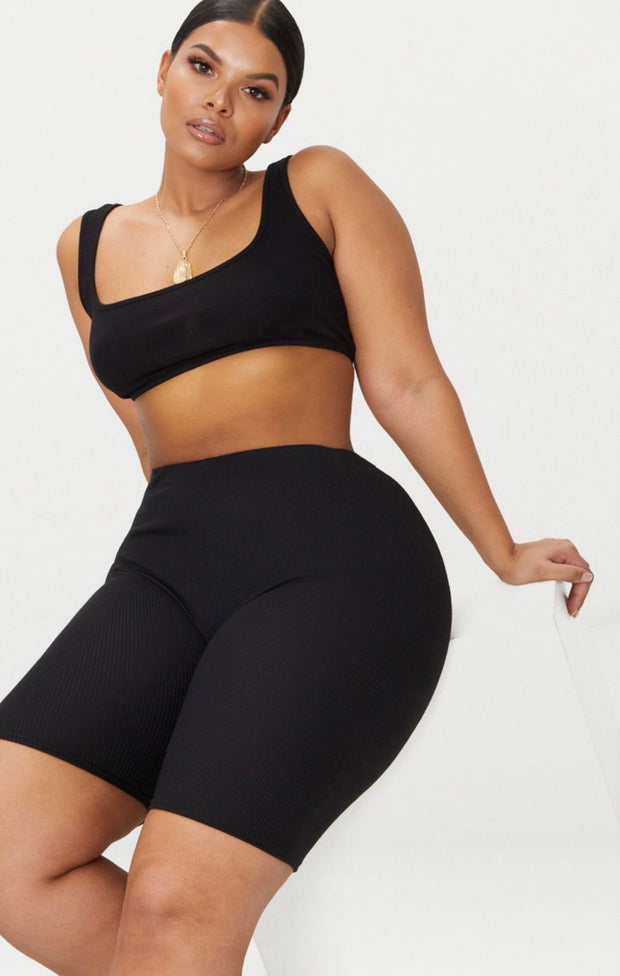 BT-R {Sleek Vibes} Black Biker Shorts CURVY BRAND!!!  EXTENDED PLUS SIZE 1X 3X 4X 5X 6X (True To Size)