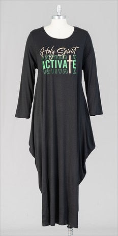 SALE!! LD-I {Holy Spirit Activate} Black Graphic Maxi Bubble Dress PLUS SIZE XL