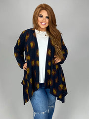 SALE!   13 OT-A {Far From Over} Navy Camel Printed   Cardigan PLUS SIZE XL 2X 3X