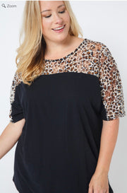 52 CP {Wild Like This} VOCAL Black Leopard Lace Top PLUS SIZE XL 2X 3X