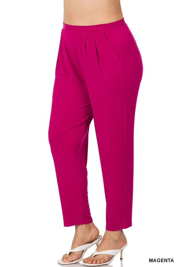 LEG-35 {Strong Finish} Magenta Pleated Dress Pants w/Pockets PLUS SIZE 1X 2X 3X