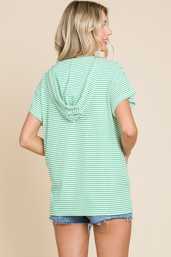 18 HD {Lines Connected} Green Stripe Print Hoodie PLUS SIZE 1X 2X 3X