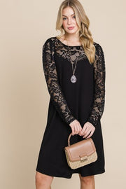 60 SD {Hidden Jewel}  Black Dress w/ Lace Sleeves  PLUS SIZE 1X 2X 3X