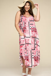 LD-P {Giving My All} Red Print Midi Dress PLUS SIZE 1X 2X 3X