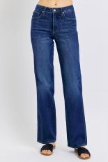 LEG-37 {Judy Blue} Dk Blue Tummy Control Straight Jeans PLUS SIZE 16 18 20 22 24