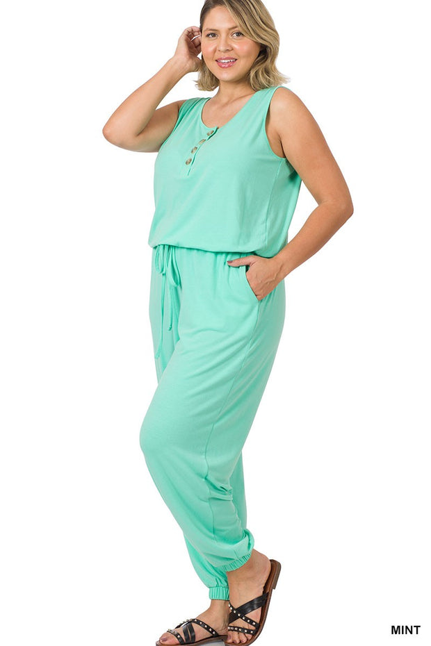 LD-D {Destined to Impress} Mint Sleeveless Romper PLUS SIZE 1X 2X 3X