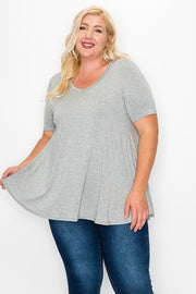 74 SSS {The Time Is Now} Heather Grey V-Neck Top PLUS SIZE 1X 2X 3X