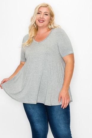 SALE!! 74 SSS {The Time Is Now} Heather Grey V-Neck Top PLUS SIZE 1X 2X 3X