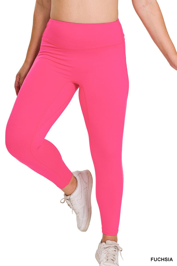 LEG-68 {No Slowing Down} Fuchsia Full Length Leggings PLUS SIZE 1X 2X 3X