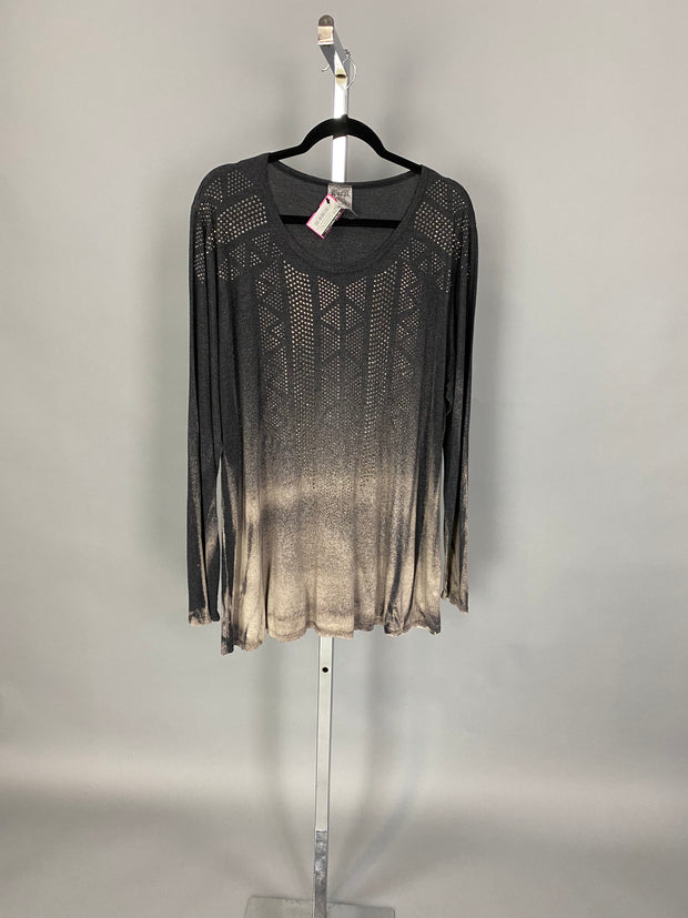 21 SD {Too Busy To Care} VOCAL Black Ombre Studded Top PLUS SIZE XL 2X 3X