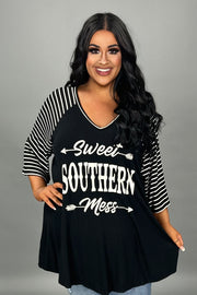 28 GT {Southern Mess} Black "Sweet Southern Mess" Graphic Tee CURVY BRAND!!!  PLUS SIZE XL 2X 3X 4X 5X 6X (May Size Down 1 Size)