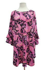 71 PQ {Just A Theory} Black/Pink Paisley Print Top EXTENDED PLUS SIZE 4X 5X 6X