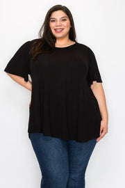 25 SSS {Being Optimistic} Black Rounded Hem Top  PLUS SIZE 1X 2X 3X 4X 5X