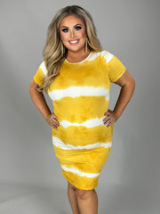 SALE!! 52 PSS-Y {Truth Be Told} Mustard Tie Dye Stripe Dress PLUS SIZE 1X 2X 3X