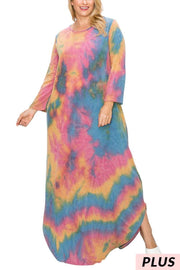 SALE!! LD-E {Not the Same Old} Multi-Color Tie Dye Maxi Dress PLUS SIZE 1X 2X 3X