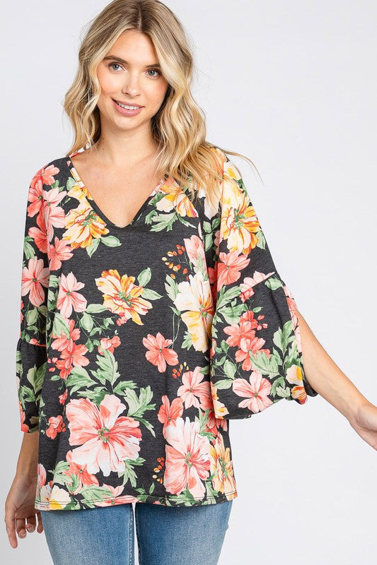 27 PQ {Chic Alternative} Black Floral Batwing Loose Fit Top PLUS SIZE 1X 2X 3X