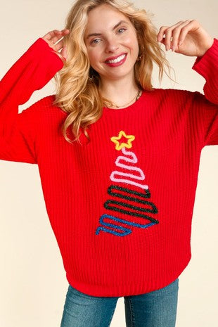 34 GT {Christmas Tree} Red Christmas Tree Sweater PLUS SIZE 1X 2X 3X