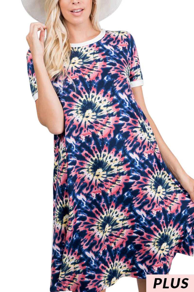 SALE!! 23 PSS {Curvy Appeal} Navy Tie Dye Dress PLUS SIZE XL 2X 3X