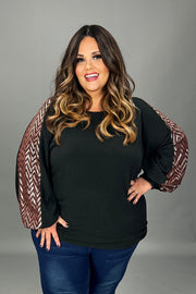 74 CP {Still Your Best} Black/Brown Sequin Top PLUS SIZE 1X 2X 3X