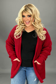 SALE! 57 OT-M {Leading Lady} BURGUNDY Waffle Knit Cardigan PLUS SIZE 1X 2X 3X