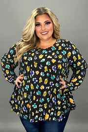 SALE! 99 PLS-T {Doubling Down} Black Print V-Neck Top  EXTENDED PLUS SIZE 3X 4X 5X