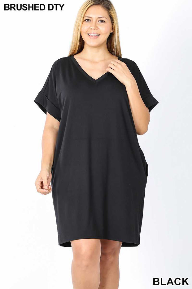 65 SSS-V {Midnight Special} Solid  Black Tunic w Pockets PLUS SIZE 1X 2X 3X