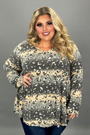 39 PLS {Run Through My Mind} Grey/Taupe Leopard Tunic EXTENDED PLUS SIZE 3X 4X 5X