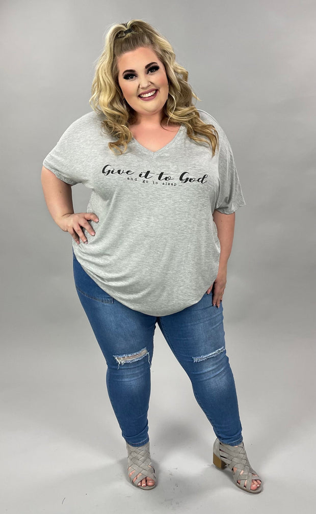 SALE!! 18 GT-B {Give It To God} Heather Grey V-Neck Graphic Tee PLUS SIZE 1X 2X 3X