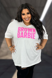 65 GT {Brown Barbie} White Graphic Tee PLUS SIZE 1X 2X 3X