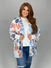 SALE!! OT-M {Palm Beach} Sheer Blue/Orange/ Yellow Cardigan PLUS SIZE 1X 2X 3X