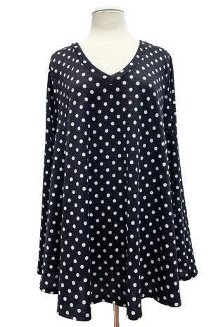 SALE!! 26 PLS {Playing For Keeps} Black Polka Dot V-Neck Top EXTENDED PLUS SIZE 3X 4X 5X