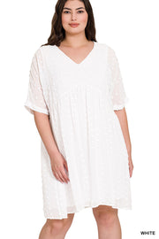 47 SD {Always Iconic} White Swiss Dot Lined Dress PLUS SIZE 1X 2X 3X