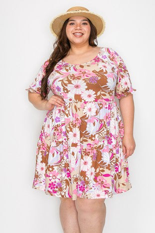 21 PSS {Enter The Tier} Pink Floral Tiered Tunic EXTENDED PLUS SIZE 3X 4X 5X