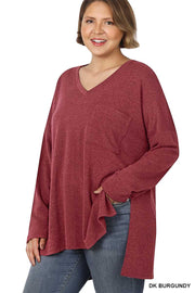 91 SLS {All On You} Dk. Burgundy Melange Jacquard Top PLUS SIZE 1X 2X 3X