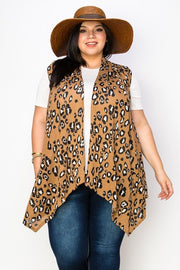 25 OT {Cue The Wild} Taupe Leopard Asymmetrical Vest EXTENDED PLUS SIZE 3X 4X 5X