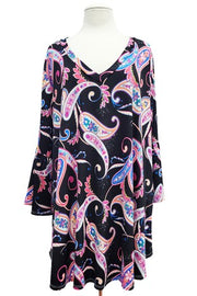 62 PQ {Fully Convinced} Black Paisley Print V-Neck Top EXTENDED PLUS SIZE 3X 4X 5X 6X