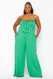 LD-Y {Resort Queen} Green Off Shoulder Wide Leg Jumpsuit PLUS SIZE 1X 2X 3X