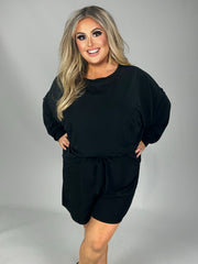 SALE!! 21 SET-D {The Good Life} Black Long Sleeve Short Set PLUS SIZE 1X 2X 3X