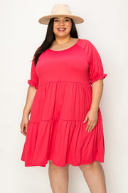 63 SSS {All About The Tier} Coral Tiered Dress EXTENDED PLUS SIZE 3X 4X 5X