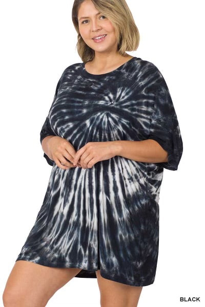 SALE!! 75 PSS {Shot In The Dark} Black Tie Dye Top PLUS SIZE 1X 2X 3X