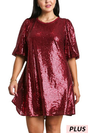 SALE!! 29 SSS {Hot Off The Press} Umgee Wine Sequin Dress PLUS SIZE XL 1X 2X